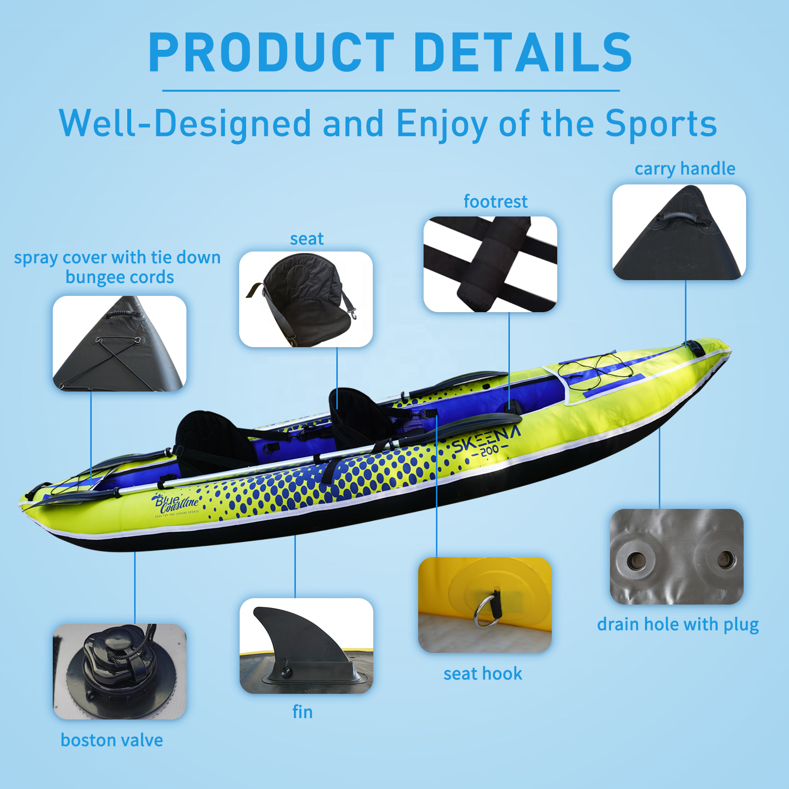 Adult Inflatable Fishing Canoe - Fishing Kayak Paddle review and price